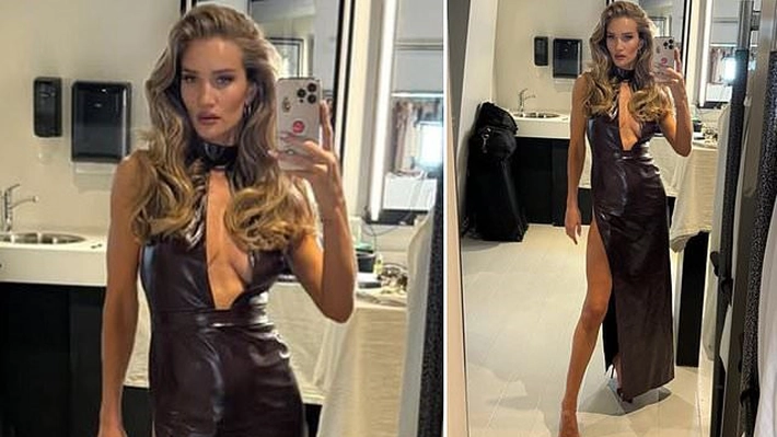 Rosie Huntington-Whiteley a apărut într-o rochie sexy de piele. Imagini dintr-un pictorial incendiar pentru Gisou