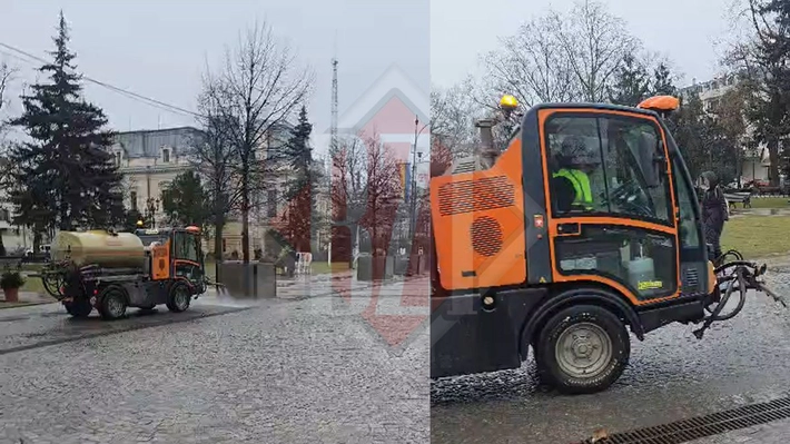 Străzile din Iași, spălate selectiv! Se face curățenie doar în fața Primăriei și pe bulevardul Ștefan cel Mare, restul orașului rămâne o mocirlă