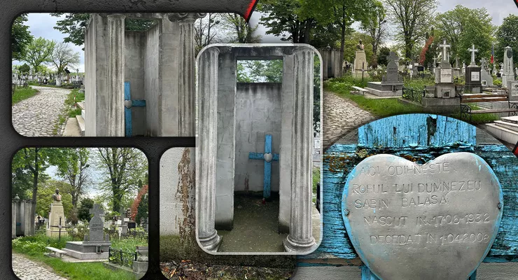 Rușinos Mormântul lui Sabin Bălașa din Cimitirul Eternitatea din Iași a fost transformat în WC public. Urme de fecale lângă crucea marelui pictor 8211 EXCLUSIVFOTO