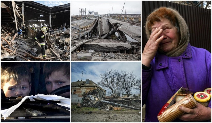 unirea Transnistriei cu sudul Ucrainei, colaj razboiul din Ucraina, femeie care plange, armata ucraineana, drumuri dezafectate din cauza bombardamentelor