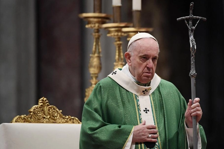 Papa Francisc denunţă masacrul de la Bucea, Papa Francisc in timpul liturghiei