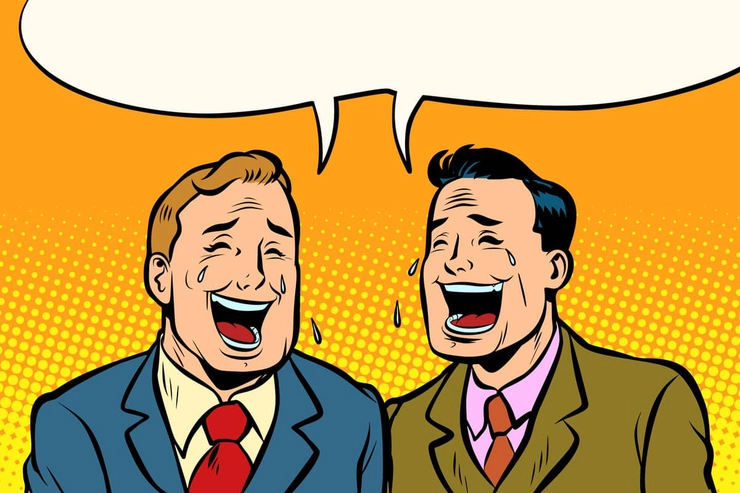 un desen cu doi oameni care râd