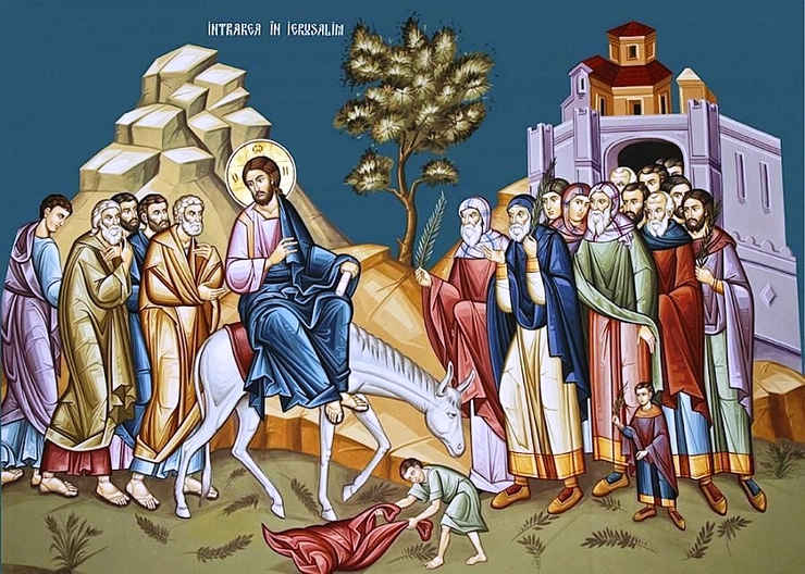 o icoana cu Intrarea lui Iisus Hristos in Ierusalim
