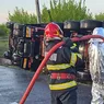 Accident mortal la Mărășești. O autocisternă încărcată cu etanol s-a răsturnat și s-a izbit violent de un stâlp 8211 FOTO